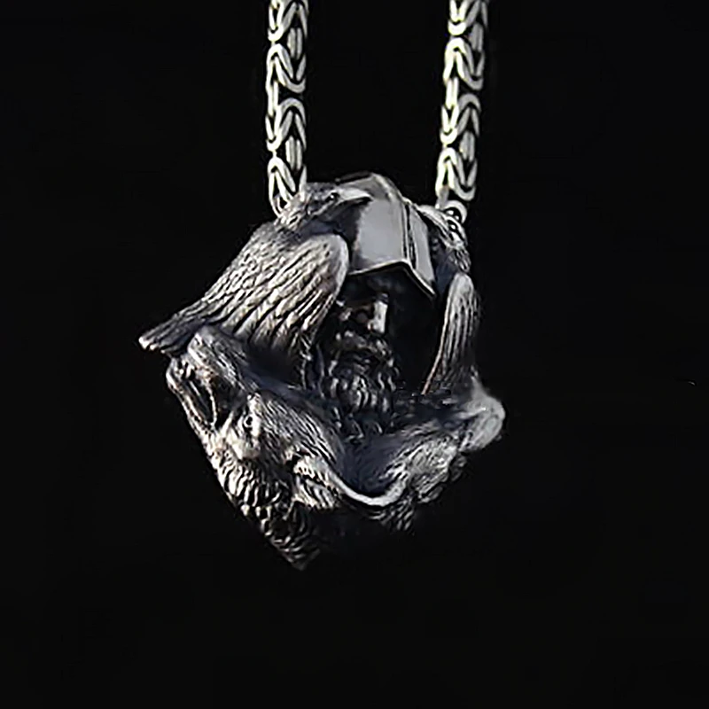 Тяжелая мужская из нержавеющей стали Valknut Odin ворона ожерелье с подвеской в форме руны скандинавский волк ювелирные изделия - Окраска металла: Pendant only