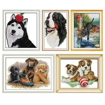 

All Kinds of Dogs Printed Pattern Animal Cross Stitch Kits 11CT14CT Counted Crafts DMC Handmade Sewing Needlework Embroidery Set