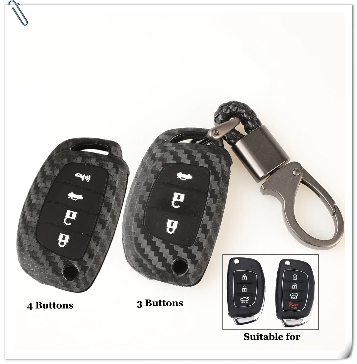 Custodia portachiavi in ​​fibra jingyuan per Hyundai Tucson Santa fe Elantra Sonata i30 i40 i25 ix35 Flip Remote Fob portachiavi in ​​carbonio - Ha0d5401d3f4c4a55b90da9aebb00be5eY
