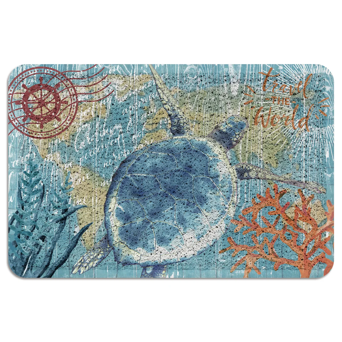 Sea Life Series Turtles Door Mat Outdoor Wire Loop Footpad Carpet