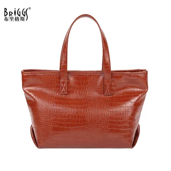 

BRIGGS Crocodile Pattern Women Handbag PU Leather Female Shoulder Bags High Capacity Top Handle Bag Girl Casual Tote Bag sac