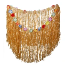 Золотисто-желтая Гавайская Юбка для стола тропический Haaiian Luau край стола трава скамейка стол юбка покрытие Свадебная вечеринка DIY Декор поставки