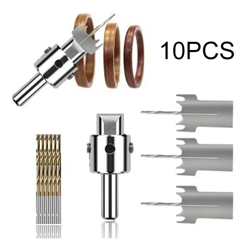 

10pcs Pattern Wooden Bead Maker Milling Cutter Set Beads Molding Tool Mini Drill Bit Ring Maker Kit 17/19/21mm Blades