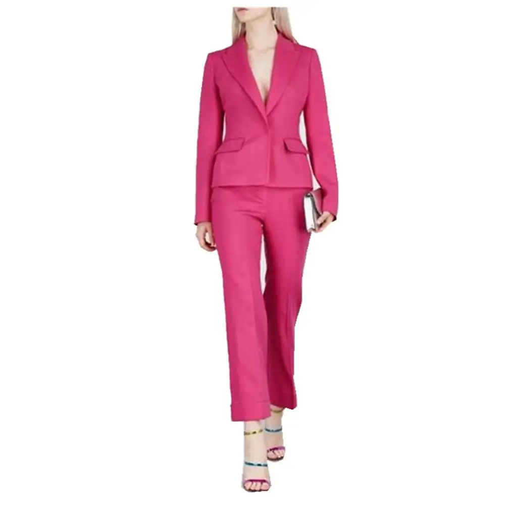 

Fuchsia Peak Lapel Lady Women's Suit Set Spring Autumn Slim Professional 2 Pieces Suit Women's Pantsuit Customi Made