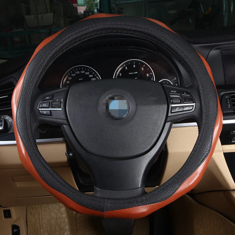 35-40 см Натуральная кожа крышка колеса экологически чистый Автомобильный руль спортивный протектор для автомобиля руль 38 см
