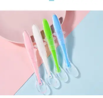 

Baby Safety Spoon Kids Anti Slide Handle Learning Tableware Children Food Grade Silicone Dishes Baby Accessories