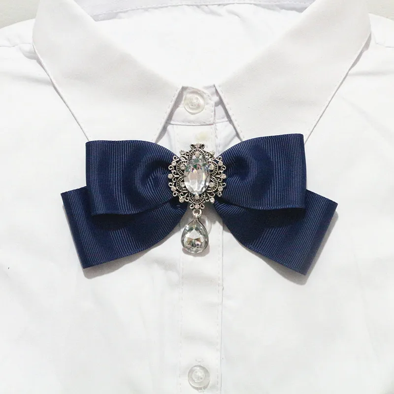 Navy Blue Ручной работы шеи галстуки корсаж бант галстук тканевая лента парфюм на подвеске брошь на воротник шпильки для женщин мужчин украшения для футболки - Окраска металла: Navy Blue