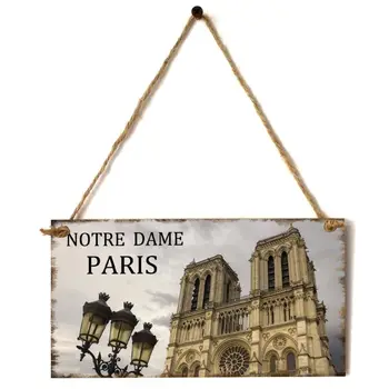 

Notre Dame Paris Building Printed Wooden MDF Hanging Board Plaque Home Decoration Craft Souvenirs Gift H4GD