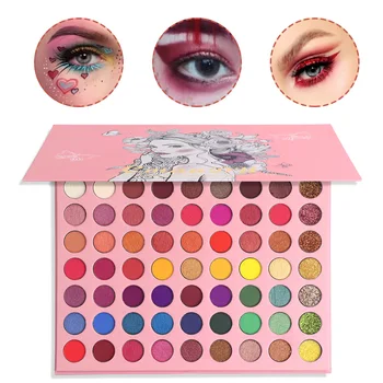 

CmaaDU 63 Color Sequin Metallic Eyeshadow Palette Matte Glitter Waterproof Eyeshadow Powder Easy To Color Silky Eye Makeup TSLM1