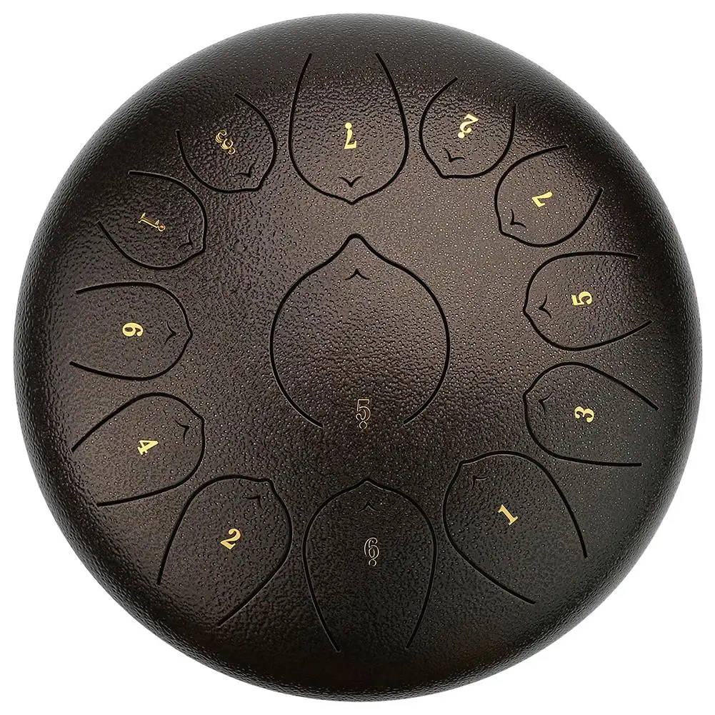 

High Quality 12 Inch 13 Note Stainless Steel Tongue Drum Percussion Instrument Lotus Hand Pan Drum With Drum Mallets Carry Bag