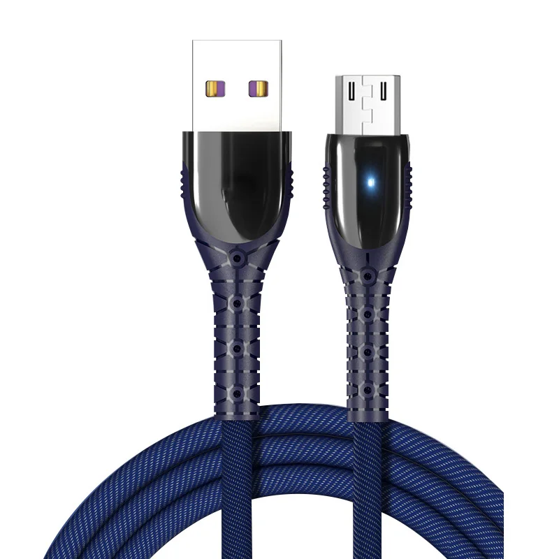 Синий 3 А микро USB кабель Реверсивный для samsung S6 S7 мобильный телефон кабель передачи данных для Xiaomi Redmi Note 5 1,2 м Быстрый Microusb шнур зарядного устройства - Цвет: Синий