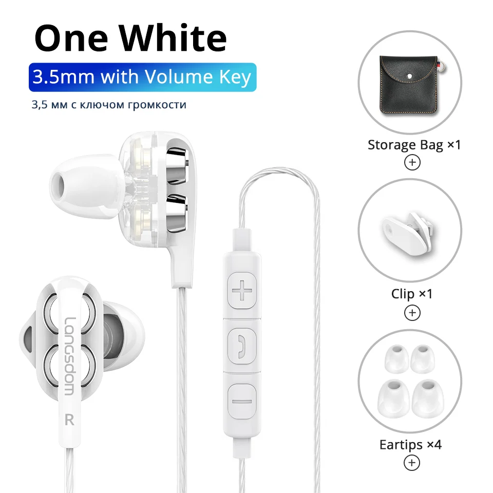 White Langsdom наушники спортивные наушники 3,5 мм для huawei xiaomi игровая гарнитура супер бас с микрофоном стерео Hifi наушники fone de ouvido - Цвет: White