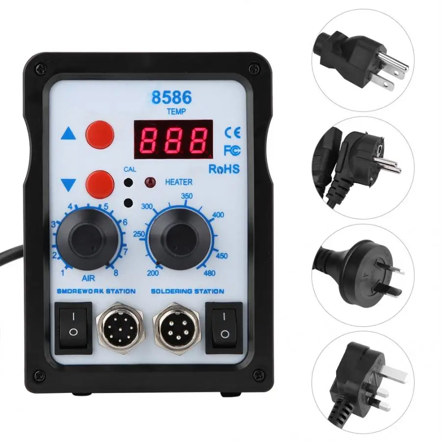 8586 2 в 1 SMD паяльная станция с горячим воздухом и паяльником для ремонта телефона