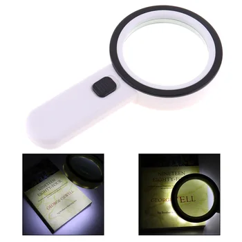 

80MM 30X Effective Diameter Handheld Magnifier Optical Glass Magnifying with 12 LED Lights for Antique Appreciate Reading