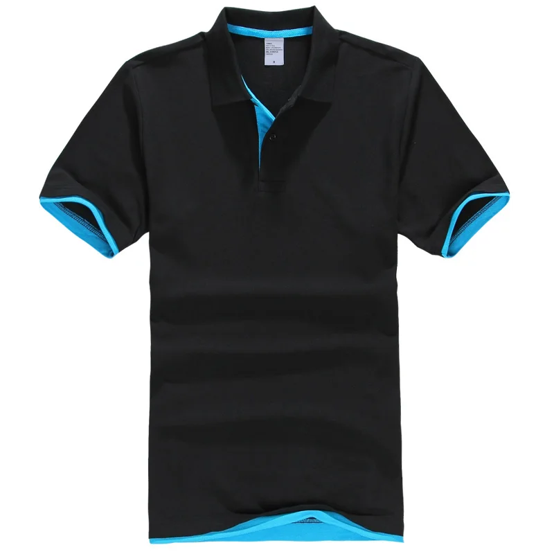 black blue Красивая летняя мужская рубашка поло с коротким рукавом из дышащего хлопка, повседневная мужская рубашка поло с коротким рукавом, женские рубашки поло для влюбленных - Цвет: black blue