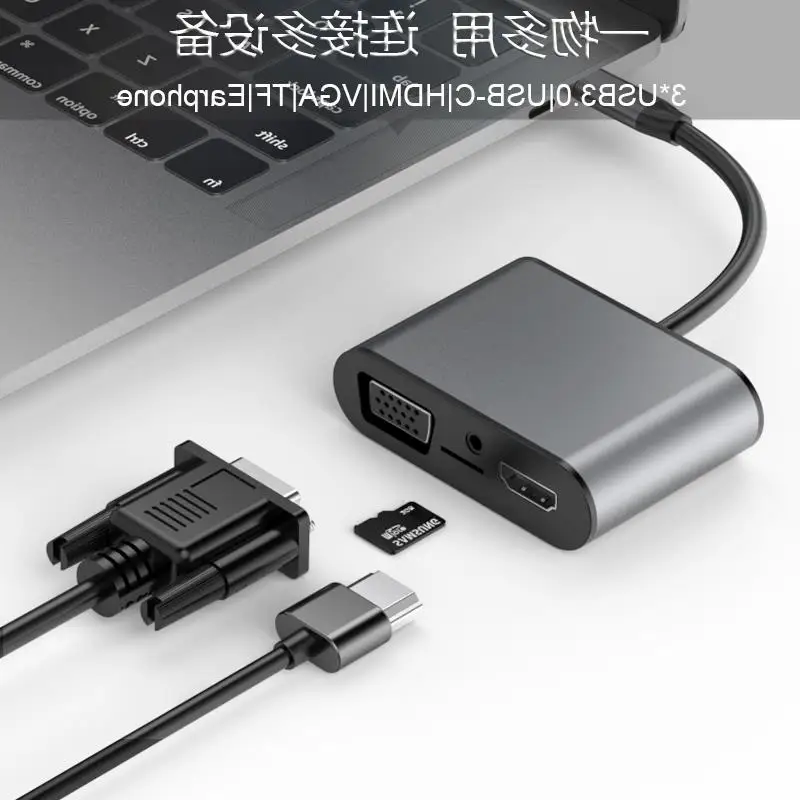 Концентратор Basix type C USB-C к адаптер HDMI VGA Thunderbolt 3 type-C PD TF 3,5 мм Слот для чтения USB3.0 концентратор для MacBookPro huawei P20 Pro
