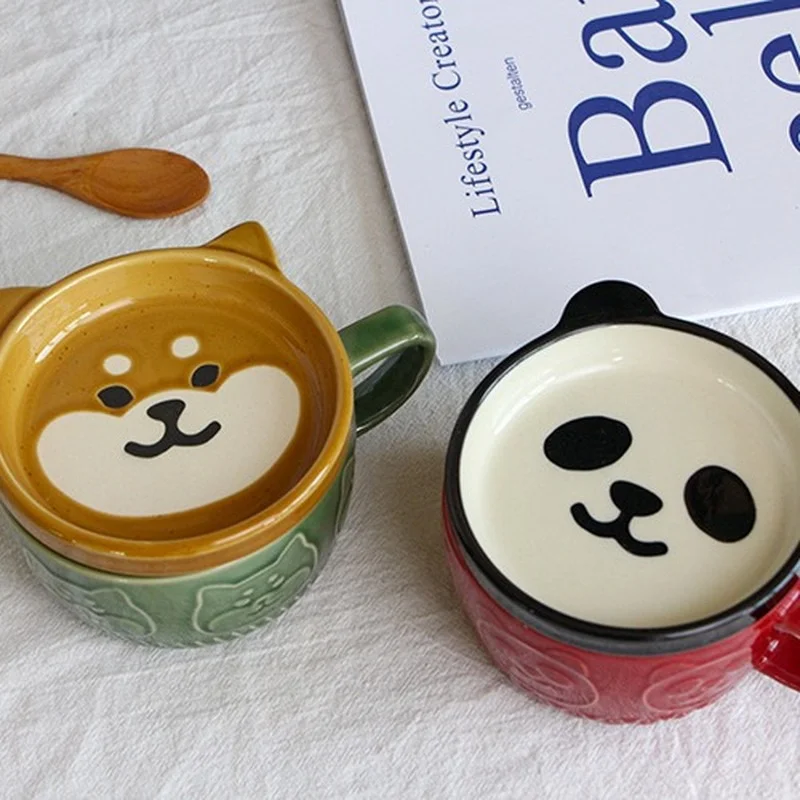 300ml Creative Korean Ceramic Mug Breakfast Coffee Tea Milk Cups Cute Shiba  Inu Couple Cups The Best Birthday Gift - AliExpress