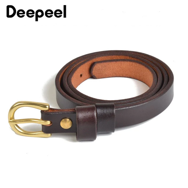 Deepeel, 1 шт., 1,9 см* 80-125 см, Женский Топ, Воловья кожа, тонкие ремни, твердая латунь, Золотая Пряжка, ремни, высококлассные, простой пояс YB617