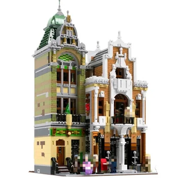 

MOC City Streetview Series The brickative Hospital Toy Square Bike Shop Modular Model Building Blocks Bricks Kids Toys gifts