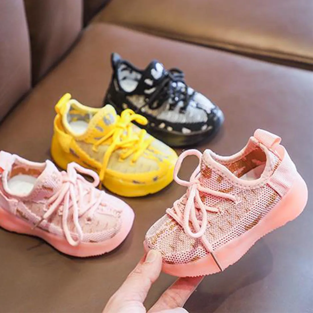 

2020 Autumn Unisex Kids Shoes Toddler Boys Girls Sneakers Mesh Breathable Fashion Casual Shoes Size 21-30
