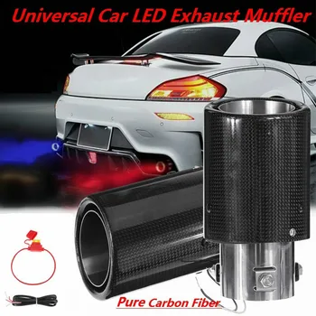 

Universal Car LED Exhaust Muffler 38-63mm Inlet Pure Carbon Fiber Pipe Tip Exhaust Modified Flame Car Exhaust Tubes Muffler