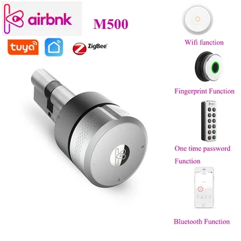 

Tuya Smart Lock Zigbee Cylinder Airbnk M500 fingerprint/Wifi/Bluetooth/key pad/biometric Phone Control Smart Lock