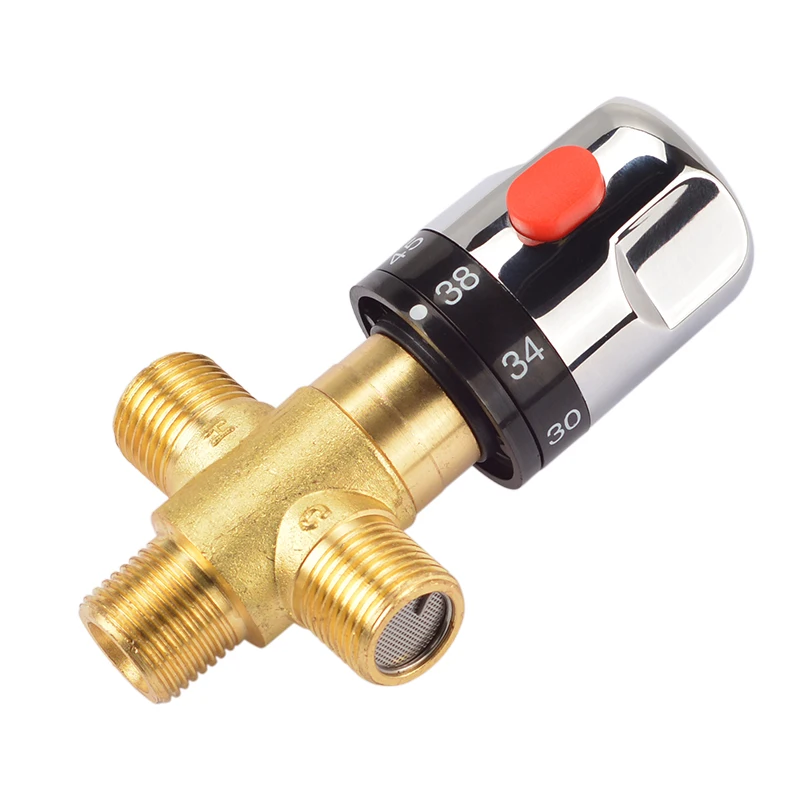 Online Válvula de mezcla termostática de latón grifo de baño Control de temperatura mezclador válvula termostática accesorios de mejora del hogar