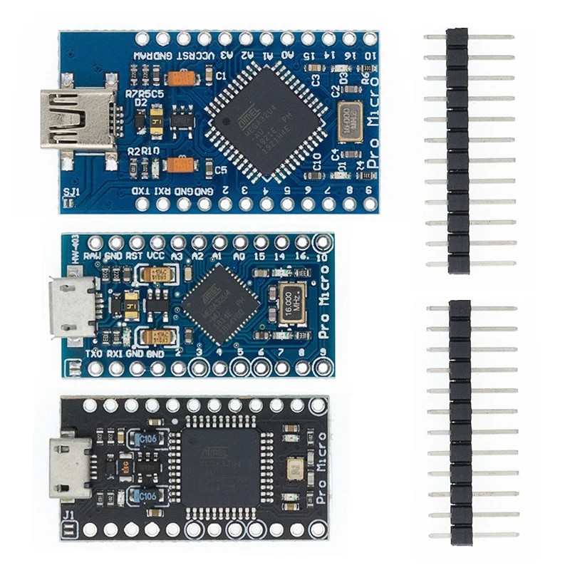Модуль Pro Micro ATMEGA32U4 5 В/16 МГц с Загрузчиком для arduino MINI USB/Micro USB 2 рядным штырьковым