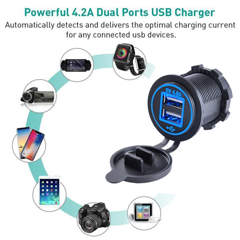 Автомобильное зарядное устройство А с двумя usb-портами, 2 порта, адаптер питания с двумя лампами, многофункциональное зарядное устройство для быстрой зарядки
