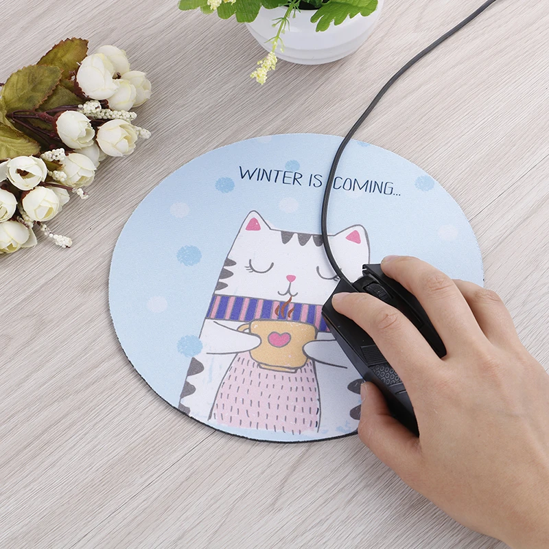 Cartoon Animal Pattern Mouse Pad Round Mousepad Office Mice Pad Rubber Home Computer
