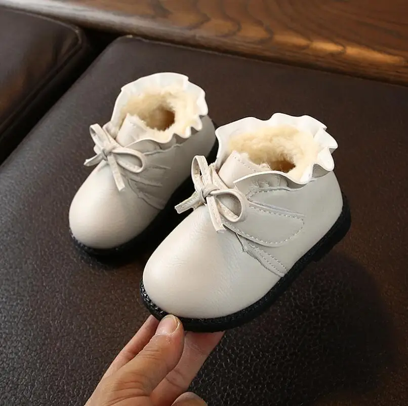 Girl Martin Boots New Girls Bow Cute Boots Girl's Non-slip Shoes Soft Zipper Breathable Warm Comfortable Casual Shoes