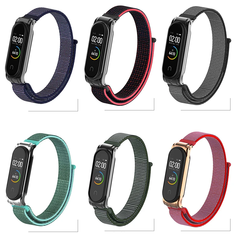 Нейлоновый ремешок-петля для mi band 4/3, металлический ремешок из нержавеющей стали для Xiaomi mi, ремешок 4/3, браслет mi Band 4/3, браслеты