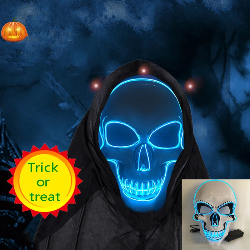 Хэллоуин светодиодный фонарик-маска или лечение террора триллер светится косплей маски для вечеринки светятся в темноте