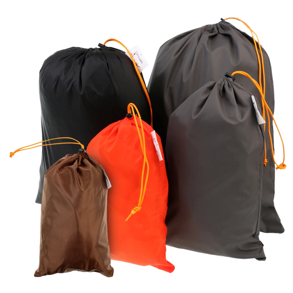 5 Pieces/ Set Drawstring Camping Travel Stuff Sack Reusable Durable Luggage Clothes Shoes Tools Storage Bag