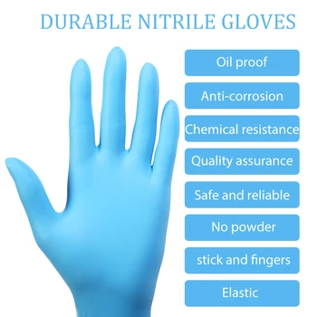 

Disposable Durable Nitrile Gloves Wide Range Of Application Anti-corrosion Chemical Resistance Protection UV Nail Art Tools Blue