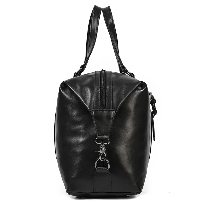 Black Leather Travel Bag For Men