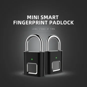 

DHL 60pcs Mini Unlock Rechargeable Smart Lock Keyless Fingerprint Lock Anti-Theft Security Padlock Door Luggage Lock small box