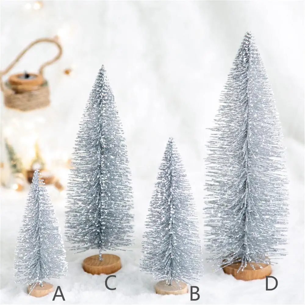 christmas table decor Mini Christmas Tree Xmas Artificial With Wood Base Desktop Ornaments Home Party Decor kerstboom 4FM | Дом и сад