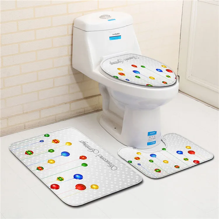 Free Shipping 3Pcs/set Christmas Red Bathroom Carpet Set Dywaniki Lazienkow Bath Mats Rug Tapete Banheiro Tapis Salle De Bain - Цвет: As Picture