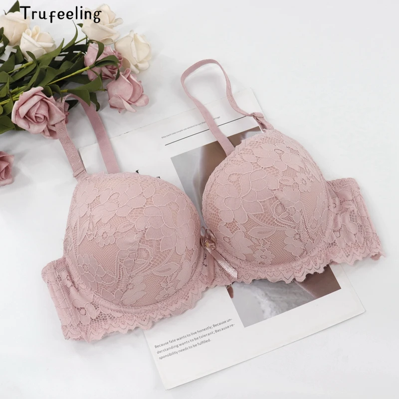 

Trufeeling Lace Floral Underwired Bras for Women Sexy Lingerie Plus Size 34-40 Bralette Comfort Adjusted A B C D Cup Push Up Bra