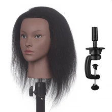 

Afro Mannequin Head With Hair And Adjustable Stand For Braiding Cornrow Practice Hair Training Hairart Barber Hairdressing