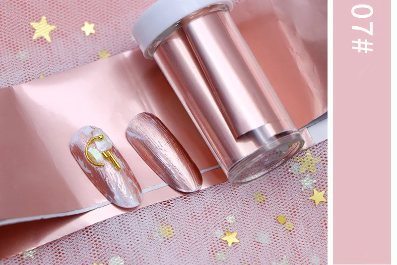 Women Shiny Nail Foil Gold Silver Laser Manicure Nail Art Transfer Sticker Tips Nail Art Tools Accessories Hot Sale - Цвет: 07