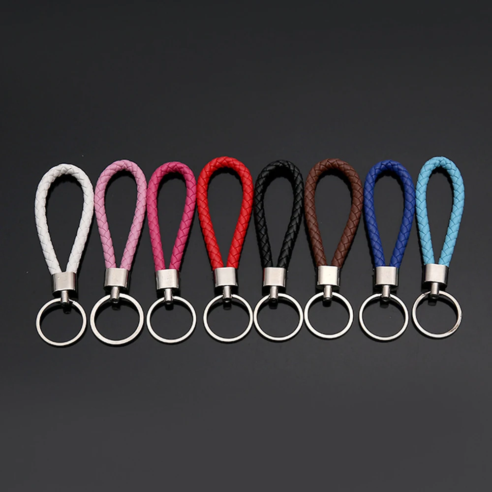 5piece Mix Color Braided Leather Keychain Handmade Woven Key Chain Diy
