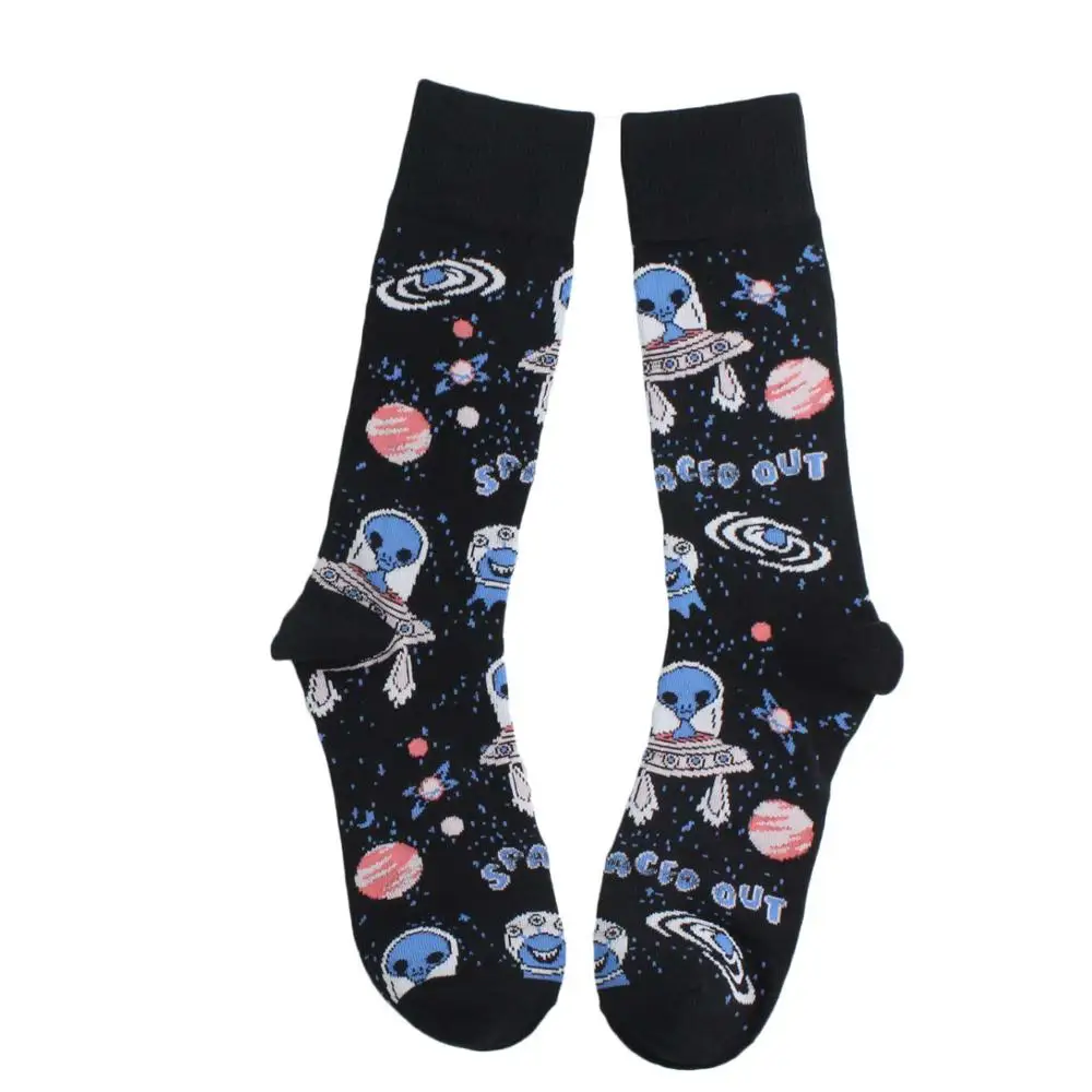 Носки для взрослых, до середины икры, в полоску, галактика, самолет, ракета, солнечная система, черная дыра, инопланетянин и Вселенная, спутниковый астронавт, космические носки - Цвет: Space Out ET