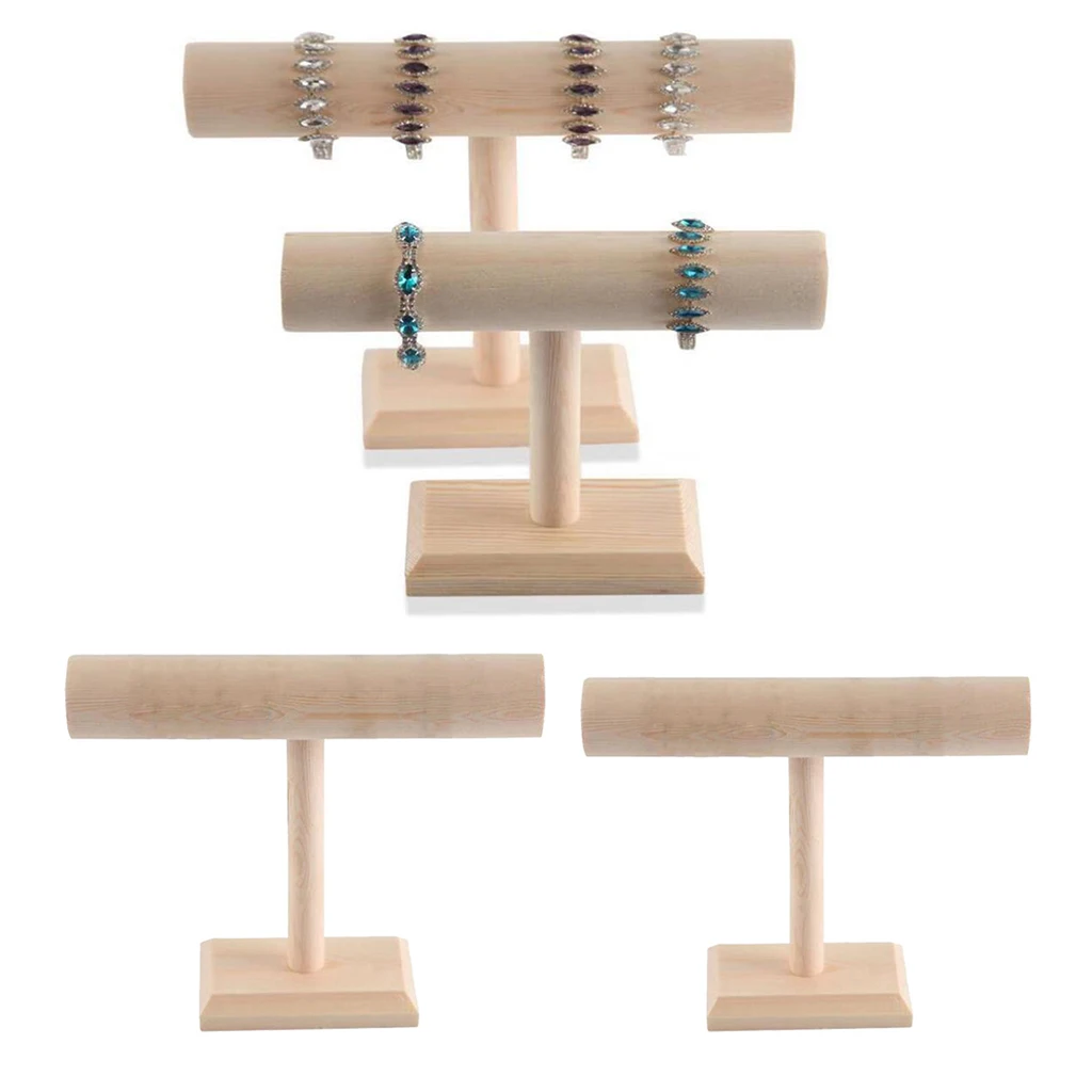 1x Bracelet Necklace Jewelry Show Display Stand Holder Rack Wood 1-Layer