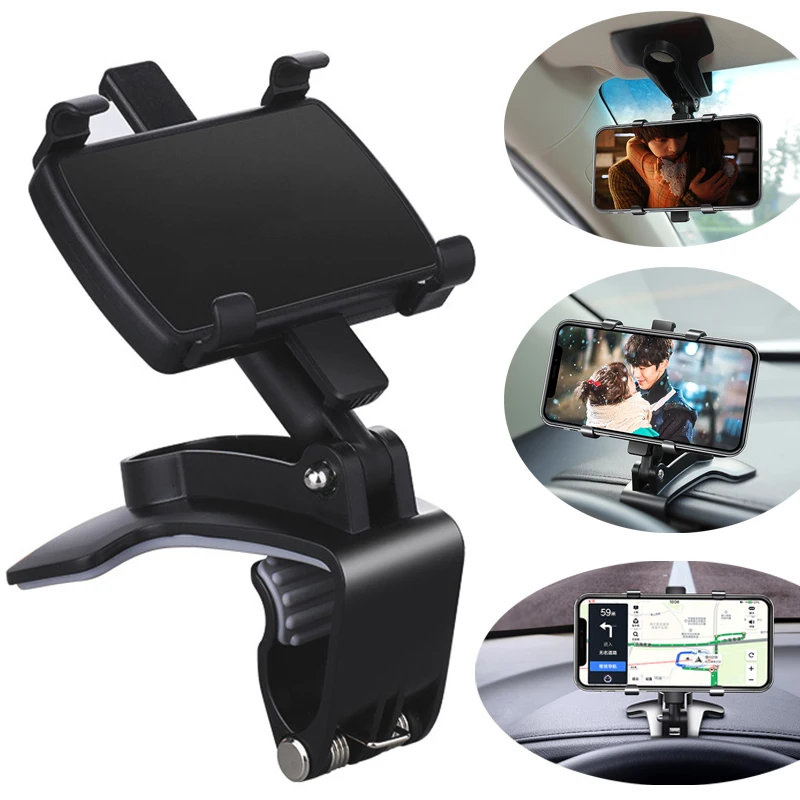 

Dashboard Car Mobile Phone Holder 360 Degree Rotating GPS Navigation Bracket RearView Mirror Sunshade Holder Universal Car Mount