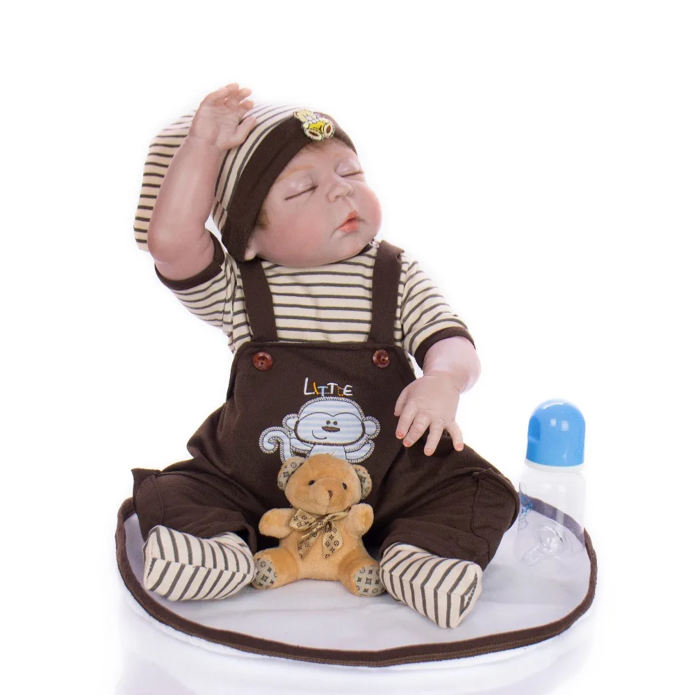 55 см кукла bebe младенец получивший новую жизнь Кукла-мальчик в коричневых штанах все силиконовые реалистичные моделирование Развивающие детские игрушки для ванной модный подарок