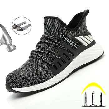 

Free Shipping Light Safety Shoes Men Puncture Proof Work Shoes Male Steel Toe Cap Work Safety Boots Indestructible Work Sneakers