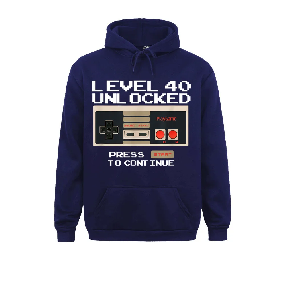 Funny 40th Birthday Level 40 Unlocked Video Gamer T-Shirt__2216 Rife Long Sleeve Design Sweatshirts Mens Hoodies Clothes Summer/Autumn Funny 40th Birthday Level 40 Unlocked Video Gamer T-Shirt__2216navy