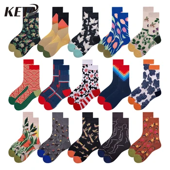 

[KETA]Fashion Colorful Printed Cotton Socks Unisex Hot Brand Happy Socks Men Women Casual Crew Business Dress Socks
